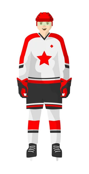 Sportif Pratiquant Des Sports Hiver Match Hockey Personnage Masculin Isolé — Image vectorielle