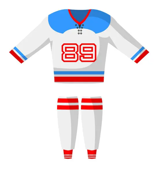 Hockeyspelare Uniform Isolerad Denna Med Nummer Shorts Och Strumpor För — Stock vektor