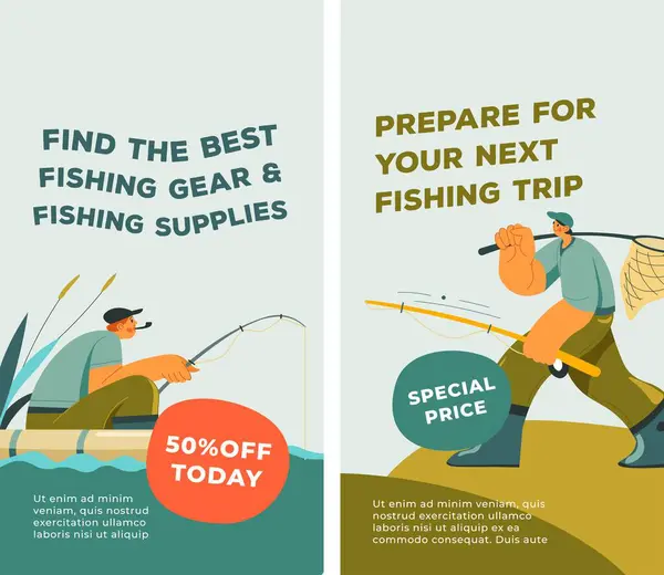 Prepare Your Next Fishing Trip Buy Gear Supplies Special Price — Stock Vector