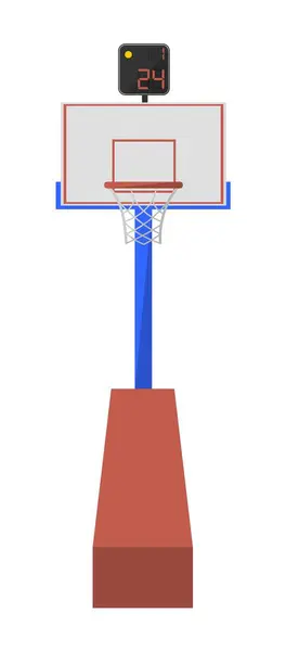 試合および訓練のためのバスケットボール装置 球のためのフープそして網が付いている隔離されたバックボード 選手のためのゴール 挑戦の数を持つスコアボード フラットスタイルのベクトル — ストックベクタ