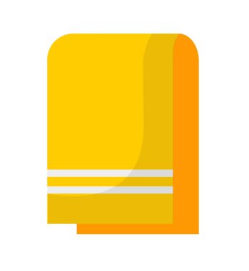 Spor aktivitelerinden ya da duştan sonra vücudu silmek ve kurutmak için yumuşak ve kabarık kumaş havlu. Temizlik, temizlik, çizgili kumaş parçası, ev yapımı tekstil. Düz biçimli vektör