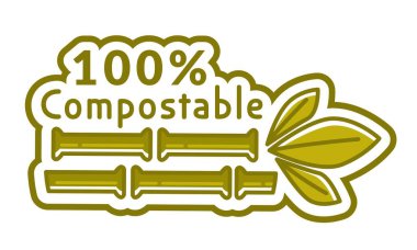 Geri dönüştürülebilir ve% 100 gübrelenebilir bambu ambalajı ya da malzeme. Plastiğe karşı sürdürülebilir ve doğal alternatif. Logot ya da ürün amblemi, logo ya da afiş. Düz biçim illüstrasyonunda vektör
