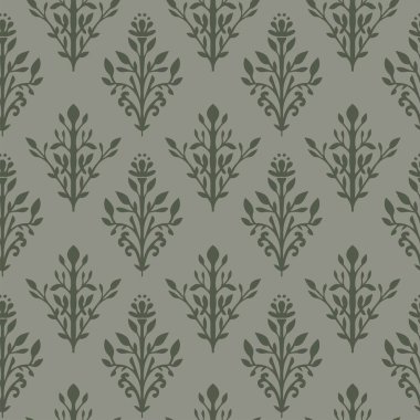 Çiçekler ve yapraklar, bitki sapları ve dalları. Çiçek motifi ya da süs tasarımı, tekstil kumaş ya da kıyafet dokusu. Kusursuz desen, duvar kağıdı ya da arka plan izi. Düz biçimli vektör