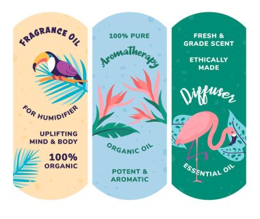 Cilt bakımı için doğal aromatik yağlar. Nemlendirici ve yatıştırıcı esans. Evde rahatlama atmosferi. Reklam afişi, amblem ya da etiket, paket etiketi. Düz biçimli vektör