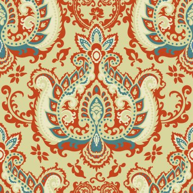 Çiçek açmış desenli yapraklar ve çiçekler. Halı, fayans ve diğer dekorasyon ürünleri için tasarım. Tekstil kumaşları. Kusursuz desen ya da iz, arkaplan ya da duvar kağıdı. Düz biçimli vektör