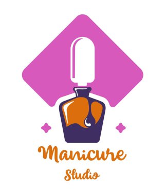Profesyonel manikürcüler. Tırnak boyama ve dekorasyonuna yaratıcı bir yaklaşım. Jel cila ile kalıcı renklendirme. Ürün amblemi ya da etiket, güzellik salonu prosedürü reklamı. Düz biçimli vektör