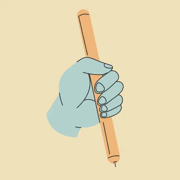 ブループリントやスキームを作成するためのツールを備えたアーティストや建築家 鋭い端が付いている鉛筆かペンを握る隔離された手 絵を描いたり 芸術的な傑作を作ったりします 指でアーム フラットスタイルのベクトル — ストックベクタ