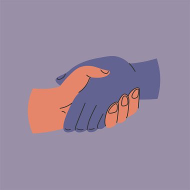 İnsanlar el sıkışır, el sıkışır, el sıkışır. İş ortaklarının silahları anlaşma ya da anlaşma yapıyor. Başarılı müzakerelerin sembolü, tebrik işareti. Düz biçimli vektör