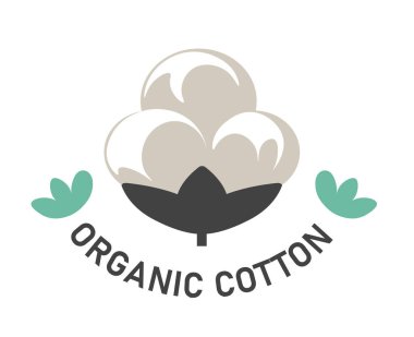 GDO 'suz saf bitki örtüsü. Malzeme ve kumaş üretimi için organik pamuk. Tekstil ürünü, çiçekli çiçek. Reklam afişi ya da logosu, paket etiketi. Düz biçimli vektör