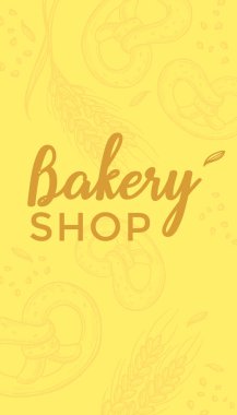 Fırından alınmış ürünler, organik ve doğal gıdalar. Kraker ve hamur işi, buğdaydan yapılmış ekmek ve çörekler. Sağlıklı içerikli tarım ürünleri. Düz biçim illüstrasyonunda vektör