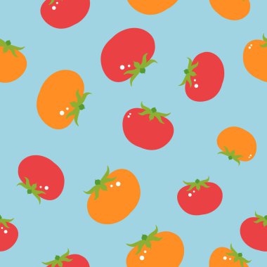 Delicious and organic tomatoes vegetables, tasty farm meal for dieting and nourishment. Nutrition and eating healthy ingredients. Seamless pattern, wallpaper print or background. Vector in flat style