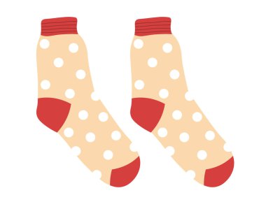Klasik ya da geleneksel tarz çoraplar. Şık pamuk ya da yün giysi parçaları, polka noktalı örgü aksesuarlar. Ayak giysisini, kış modasına uygun uzun çorapları ayırır. Düz biçimli vektör