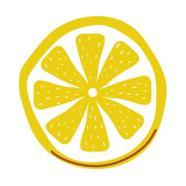 Ekşi limon dilimi, yemek ya da çaya izole bir ilave. Belirli bir tat ve keskin aromalı lezzetli meyve salata, terbiye, tatlı ve içecekler için sağlıklı malzeme. Düz biçimli vektör