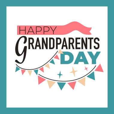 Büyükbabalar Günü tebrik kartı ya da afiş arkaplan etiketi kalpleri işaret illüstrasyonunu sever