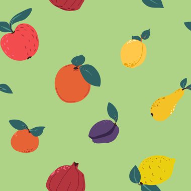 Düz yeşil turunçgil desenli.