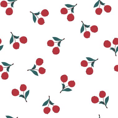 Beyaz arka planda kirazların pürüzsüz deseni