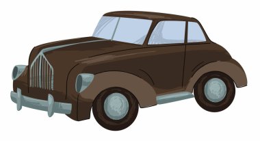 Retro American arabası, izole edilmiş, hızlı giden klasik otomobil ikonu. 1970 'lerin spor aracı, Cabriolet veya pikap. Galeri ilanı, eski usul otomatik taşıma. Düz biçimli vektör