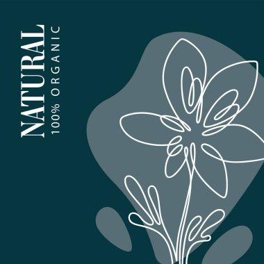 Doğal ve organik elementler, refahınızı ve çevrenizi destekliyor. Reklam afişi ya da çiçek etiketli ürün paketi. Sürdürülebilir ve ekolojik bilinçli yaşam tarzı. Düz biçimli vektör
