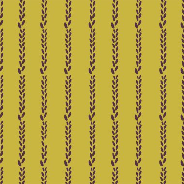 Yapraklar ve yapraklar, çiçekler ve bitkiler. Botanik dekorasyonu, düz çizgilerle retro süsleme. Eski halı ya da halı dekoru. Kusursuz desen, duvar kağıdı izi ya da arka plan. Düz biçimli vektör