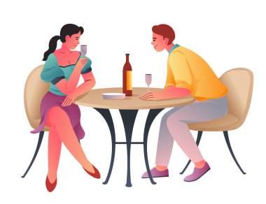 Yemekte şarap içen bir çift, samimi bir yemek deneyimi..