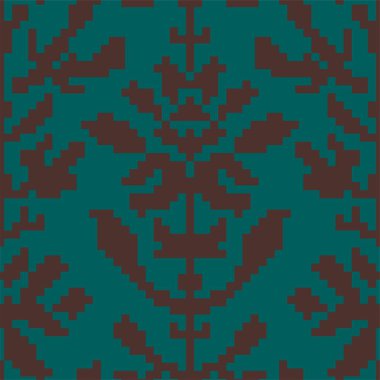 Gök mavisi, vektör illüstrasyonunda pikselleştirilmiş simetrik kiremit deseni.