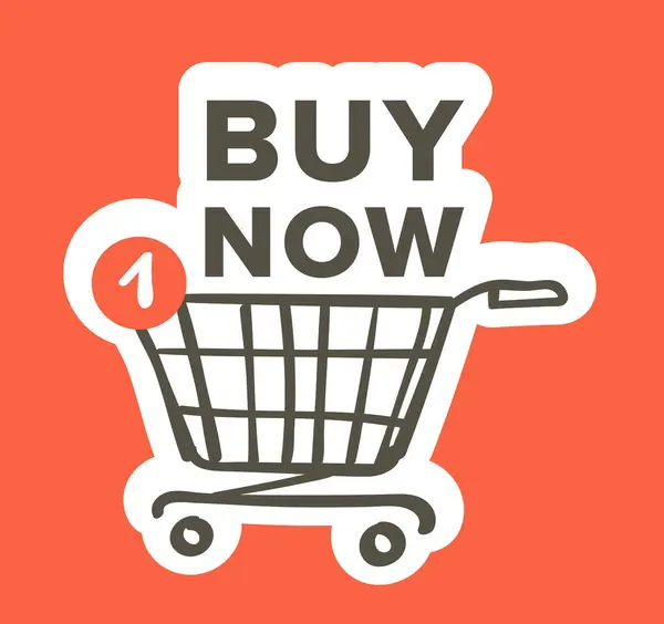 Urgent Buy Now Shopping Cart Graphic Vector Illustration Isolated Orange ストックベクター