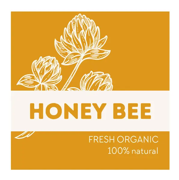 Emblem Honey Bee Florals Perfect Organic Honey Branding ロイヤリティフリーストックベクター