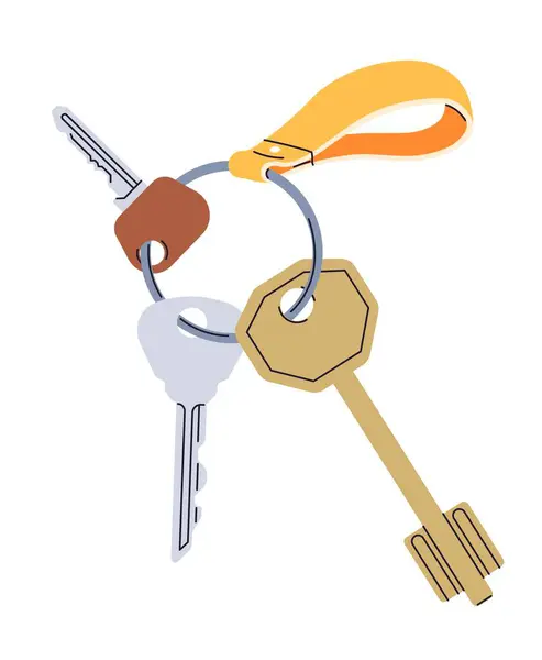 Home Schlüssel Auf Schlüsselanhänger Oder Schlüsselanhänger Moderner Schlüssel Mit Zubehör lizenzfreie Stockillustrationen