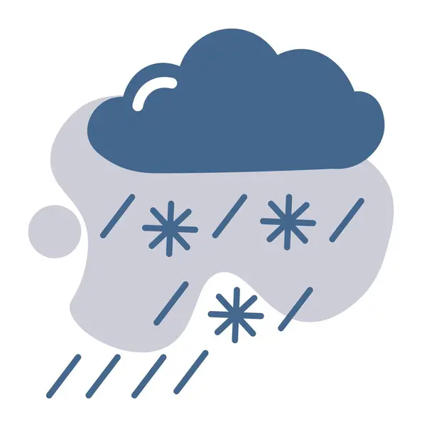 Weather Forecast Sign Isolated Snowing Icon Cloudscape Falling Snowflakes Seasonal Vectorbeelden