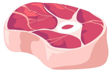 Portion roast pork leg butt, isolated meat chop, butchery shop and store assortment. Gourmet ingredients for cooking, slices for dishes tasty nutritious meal and dieting. Vector in flat style