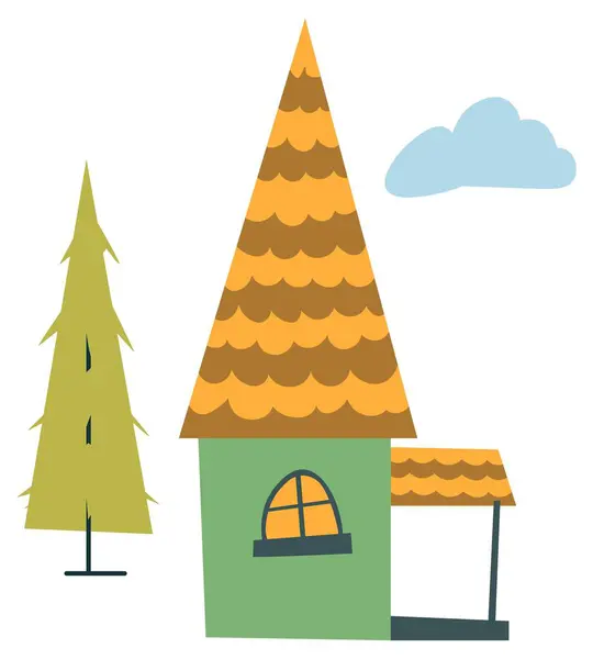 Chata Nebo Statek Dům Postavený Lese Nebo Lesích Izolovaná Rustikální Royalty Free Stock Ilustrace