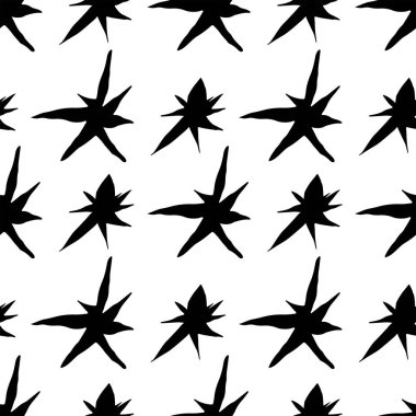 Soyut yıldızlar ve noktalar içeren vektör deseni, pürüzsüz ve tek renkli, kaprisli tasarım projeleri için mükemmel.