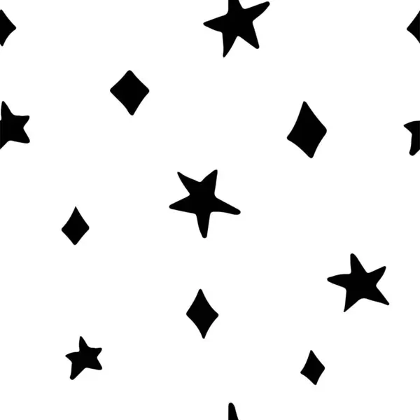 Vektormuster Mit Abstrakten Sternen Und Punkten Nahtlos Und Monochrom Perfekt lizenzfreie Stockillustrationen