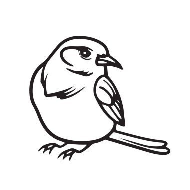 Uçarken stilize kuş, tek renkli vektör çizimi, beyaz arkaplanda izole, logolar ve dekoratif elementler için uygun..