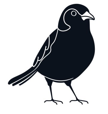 Basit bir kuş silueti, vektör çizimi, logolar, vahşi yaşam temaları ve grafik projeleri için mükemmel..