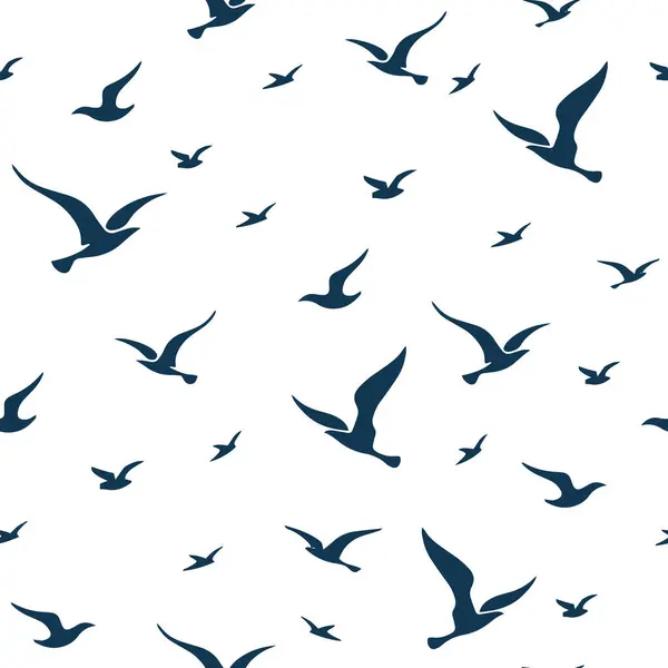 Seamless Pattern Featuring Stylized Flying Birds Minimalist Style Vector Illustration Stock Vector