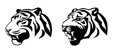 Soyut kaplan yüz tasarımı, çizgi sanat tarzı, beyaz arkaplanda izole edilmiş vektör çizimi.