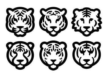 Soyut kaplan yüz tasarımı, çizgi sanat tarzı, beyaz arkaplanda izole edilmiş vektör çizimi.