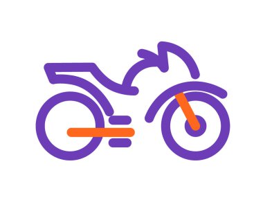 Modern bir motosikletin renkli çizimi, beyaz arka planda izole edilmiş, düz stil..