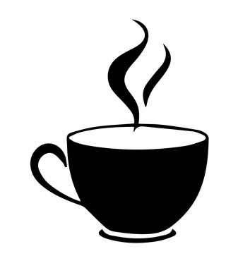 Buharlı dört kahve fincanı koleksiyonu, beyaz arka planda izole edilmiş. Vektör çizimi, kafe tasarımları, logolar ve mutfak dekorasyonu için ideal.