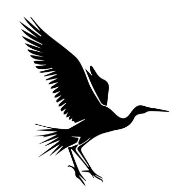 Uçan bir kuşun silueti. Geniş kanatları ve aerodinamik bir vücudu var..