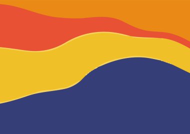 Katmanlı tepeleri olan, çeşitli renklerde, minimalist tarzda soyut bir manzara. Tasarım elemanları ve dekorasyonlar için mükemmel.