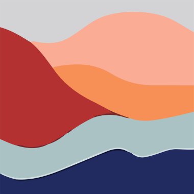 Renkli soyut tepeler minimalist tarzda, temiz bir vektör tasarımında. Tasarım elemanları ve dekorasyonlar için mükemmel.