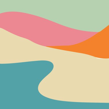 Renkli soyut tepeler minimalist tarzda, temiz bir vektör tasarımında. Tasarım elemanları ve dekorasyonlar için mükemmel.