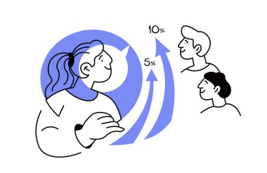 İş adamları grafikleri ve grafikleri modern ve düz bir şekilde tartışıyor. Beyaz arkaplanda vektör çizimi izole edildi. Sunumlar ve raporlar için mükemmel.