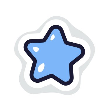 Beyaz arka planda izole edilmiş, çizgi film tarzında mavi bir yıldızın vektör çizimi. Eğitici malzemeler ve dekoratif çıkartmalar için ideal.