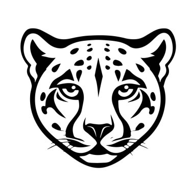 Kabile tarzında bir leopar kafası tasviri. Beyaz arka planda izole edilmiş vektör sanatı. Dövmeler, logolar ve tasarımlar için ideal..