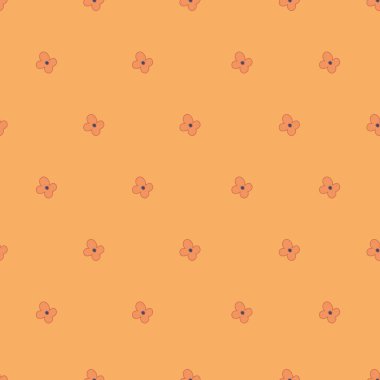 Çiçeklerin sıcacık tonlarında kusursuz desenli bir desen. Bu vektör çizimi beyaz arka planda izole edilmiş tekstil tasarımı, kumaş izleri ve duvar kağıtları için idealdir..