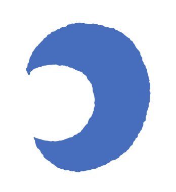 Beyaz arka planda izole edilmiş, basit, minimalist bir şekilde hilal şeklindeki tek renkli bir ayın cesur vektörü. Gece temalı tasarımlar için ideal.