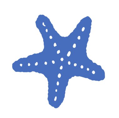 Noktalı desenli mavi denizyıldızı şekli, beyaz üzerine izole edilmiş vektör çizimi, deniz veya yaz temalı tasarımlar için uygun.